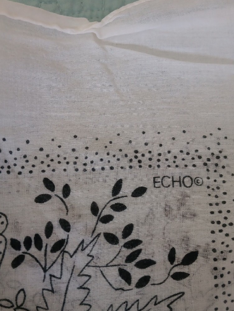 Vintage Echo White Scarf With Black Leaf Print.Large